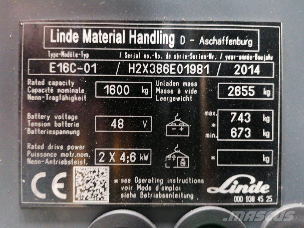 Linde E16C-01 Električni viljuškari