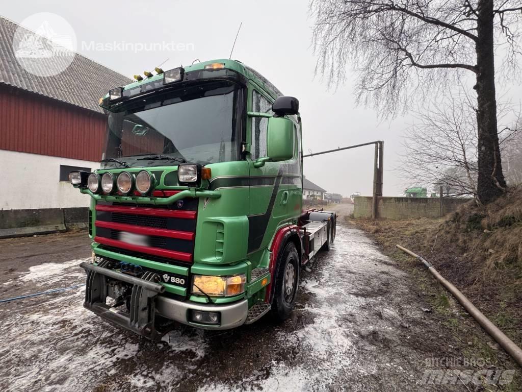 Scania R 164-580 Rol kiper kamioni sa kukom za podizanje tereta