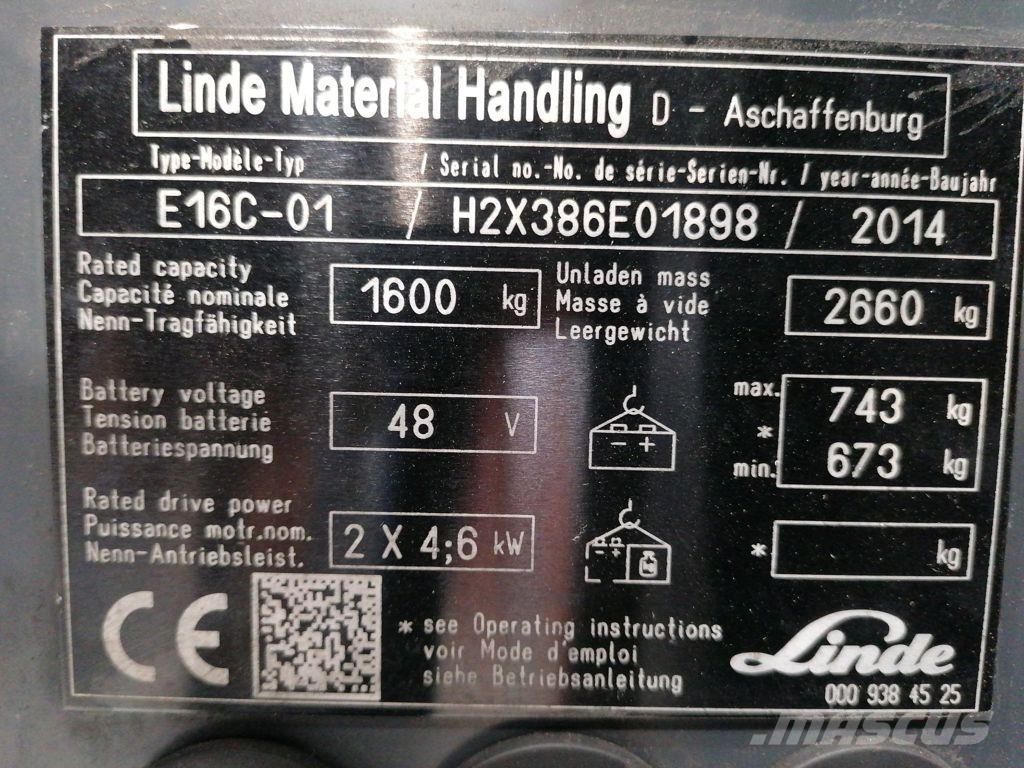 Linde E16C-01 Električni viljuškari