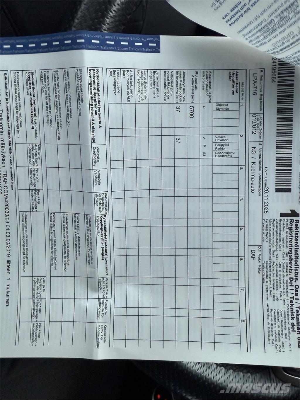 DAF CF 300 FA 4x2 Sanduk kamioni