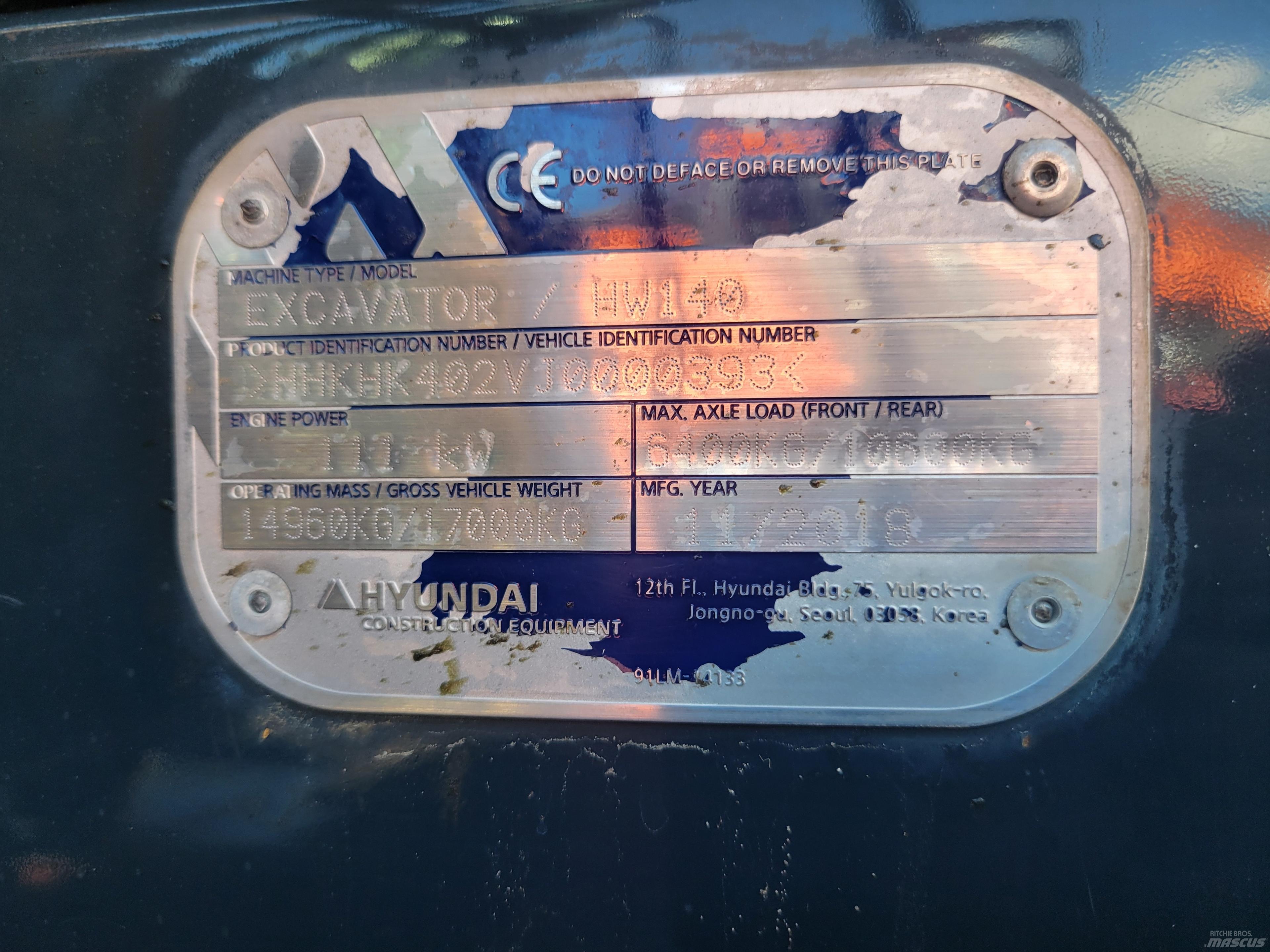 Hyundai HW140 Bageri točkaši