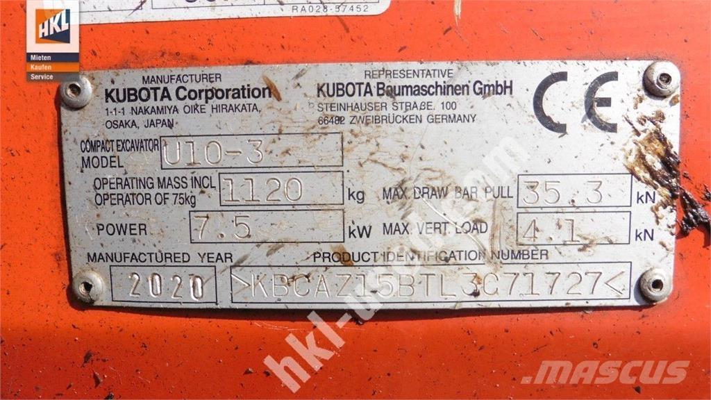Kubota U 10-3 Mini bageri < 7t