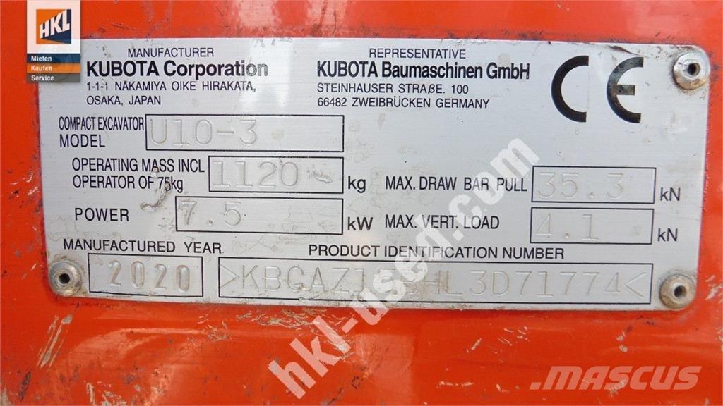 Kubota U 10-3 Mini bageri < 7t