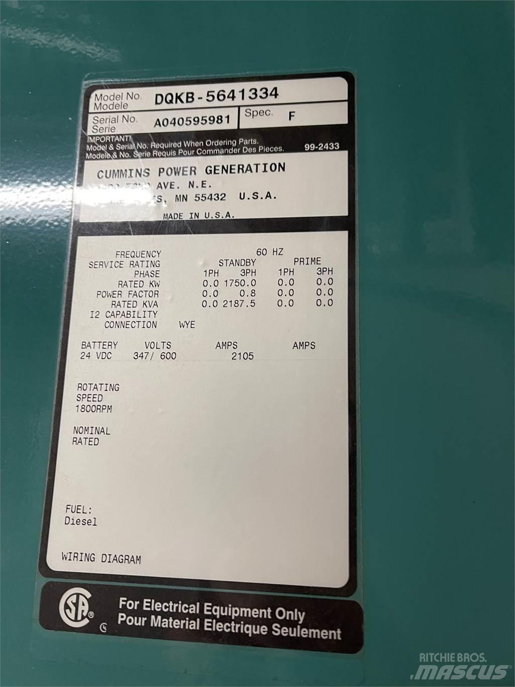Cummins DQKB-5641334 Dizel generatori