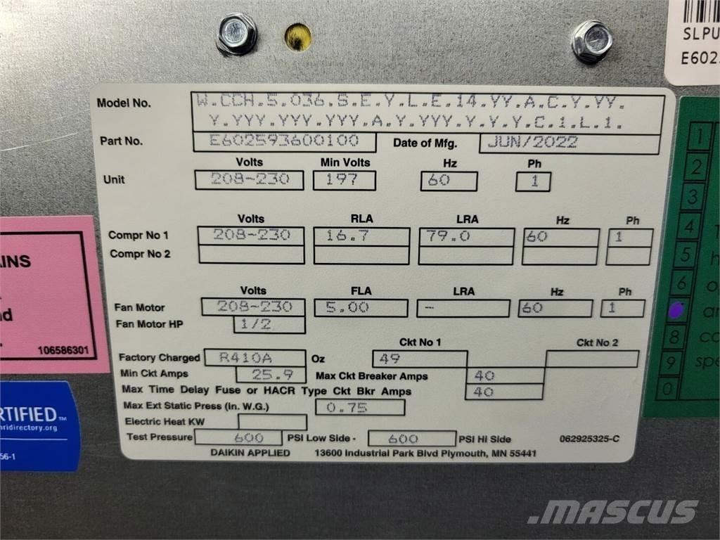  DAIKIN Enfinity 036 Polovna oprema za grejanje i odmrzavanje