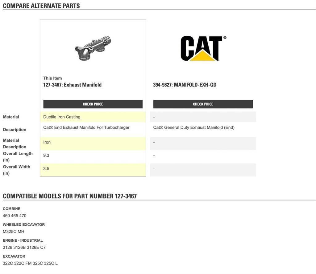 CAT 3126 Ostale kargo komponente