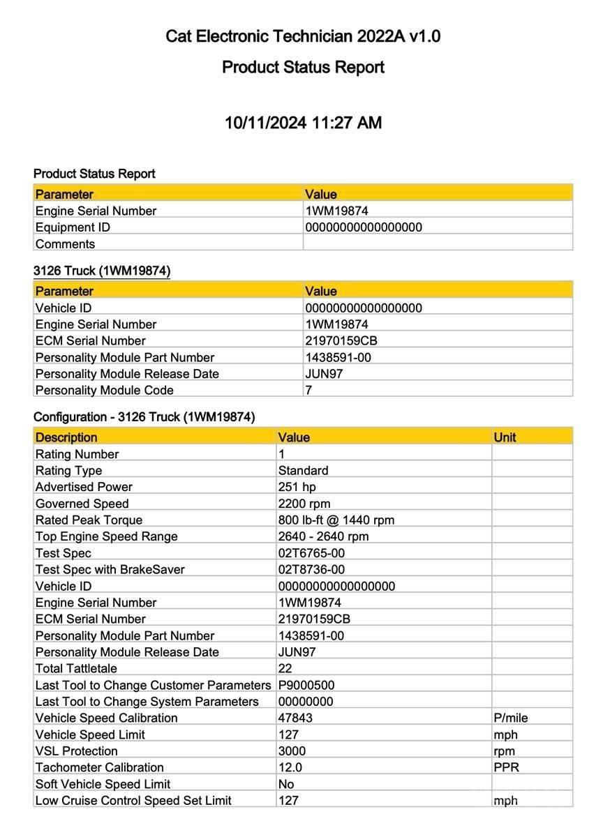 CAT 3126 Elektronika