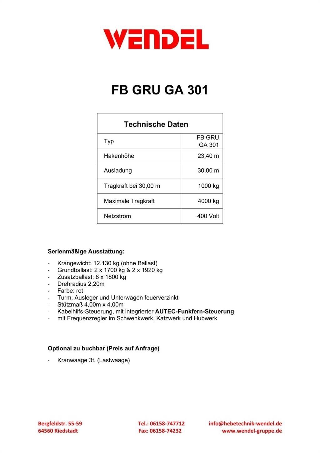 FB GRU GA 301 Kranovi tornjevi