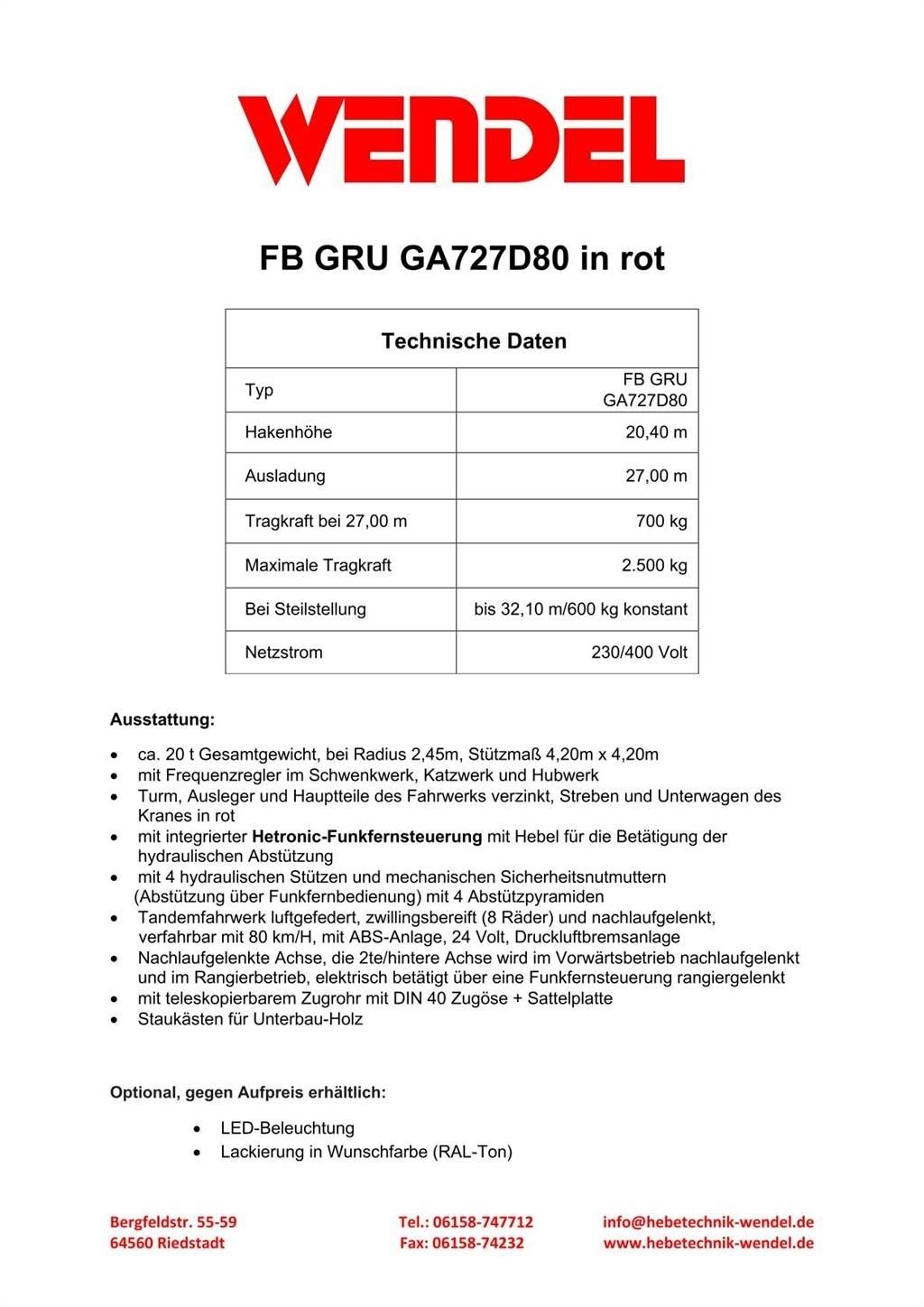 FB GRU GA727D80 Kranovi tornjevi
