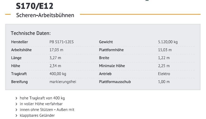 PB S171-12ES Makazaste platforme