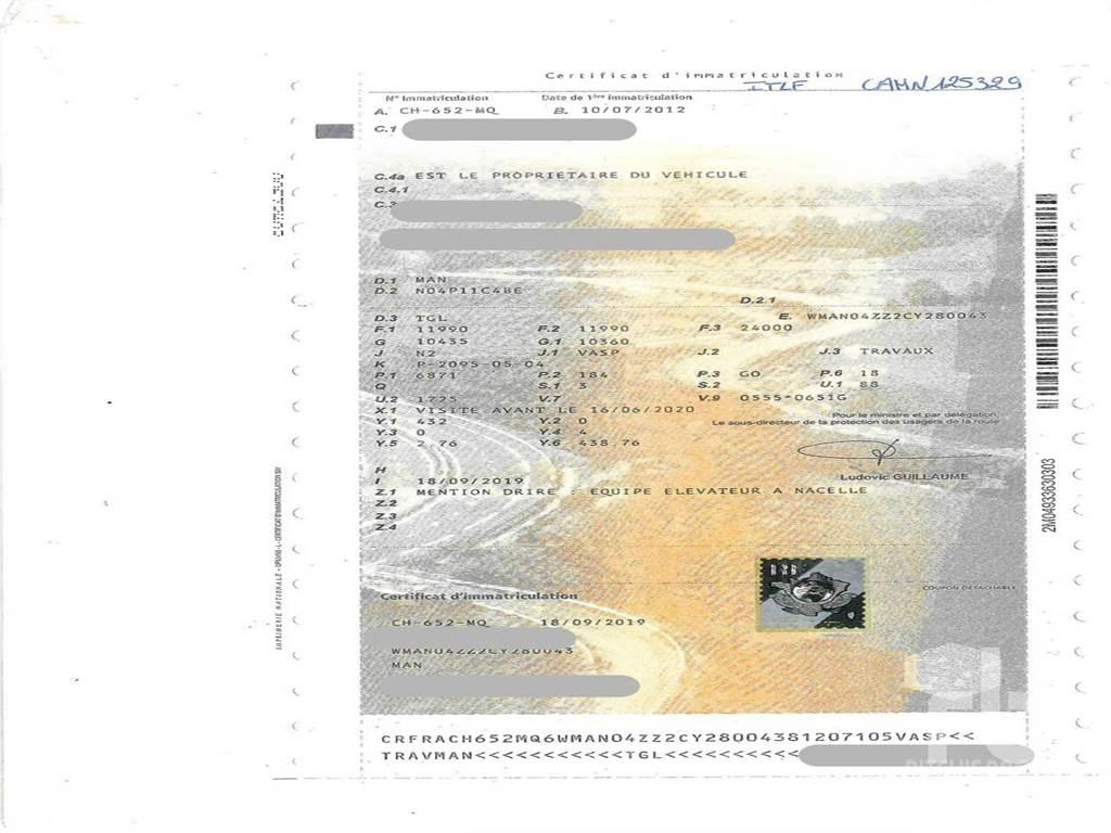 MAN TGL Vučne prikolice se podiznom košarom