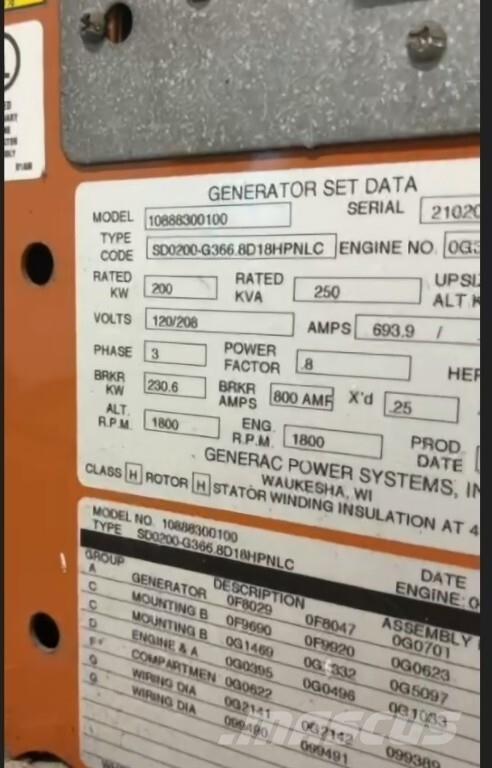 Generac SD200 Dizel generatori