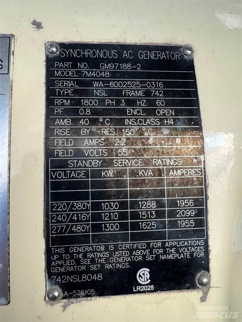 Kohler 1000kW Generatori na plin