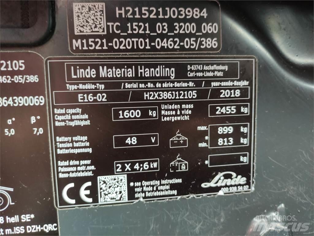 Linde E16-02-386-EVO Električni viljuškari
