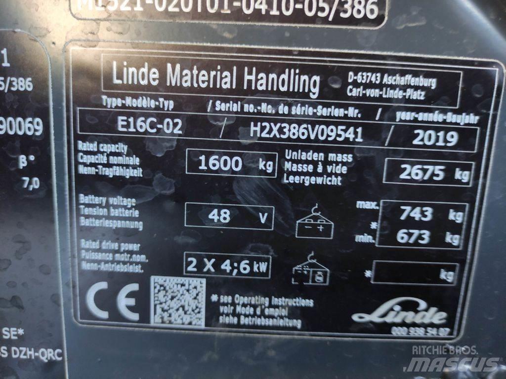 Linde E16C-02-386 EVO Električni viljuškari