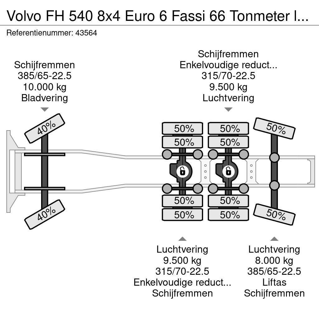 Volvo FH 540 8x4 Euro 6 Fassi 66 Tonmeter laadkraan + Fl Tegljači