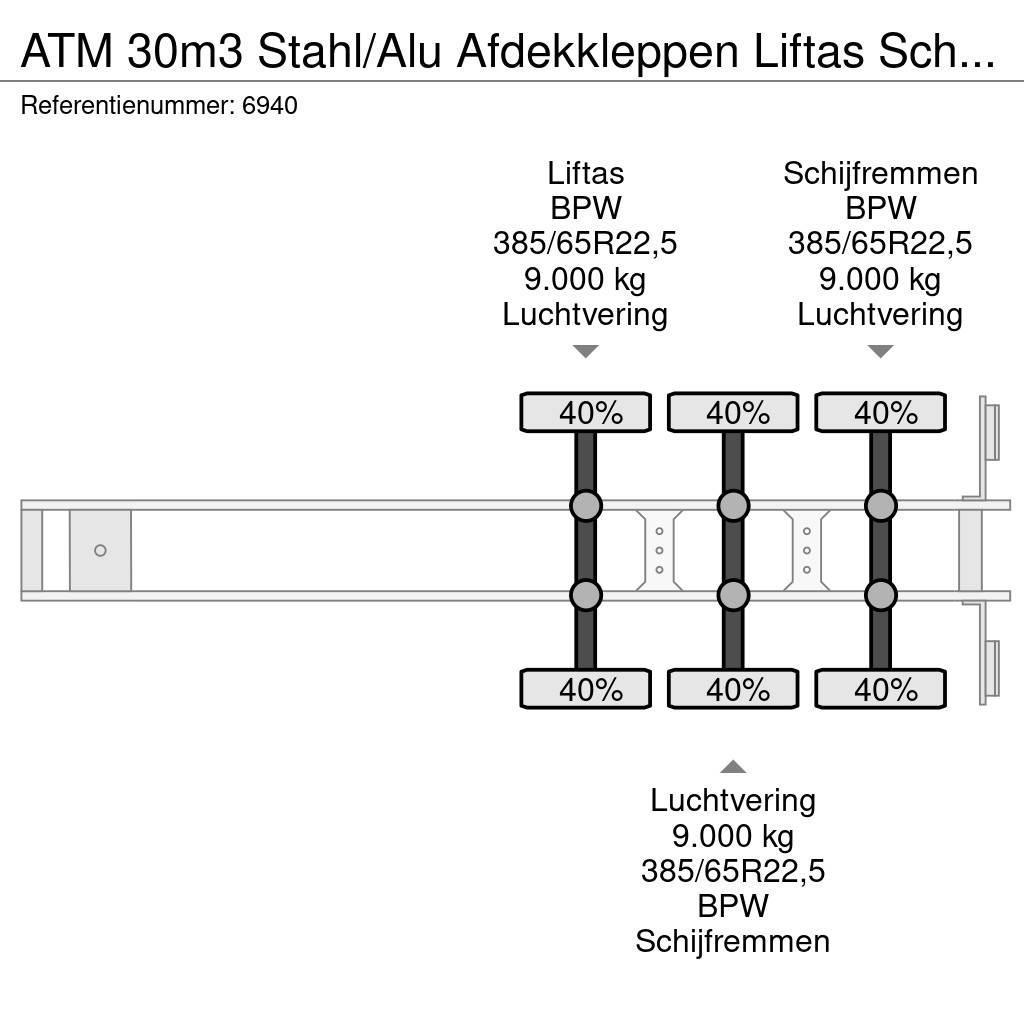 ATM 30m3 Stahl/Alu Afdekkleppen Liftas Scheibenbremsen Kiper poluprikolice