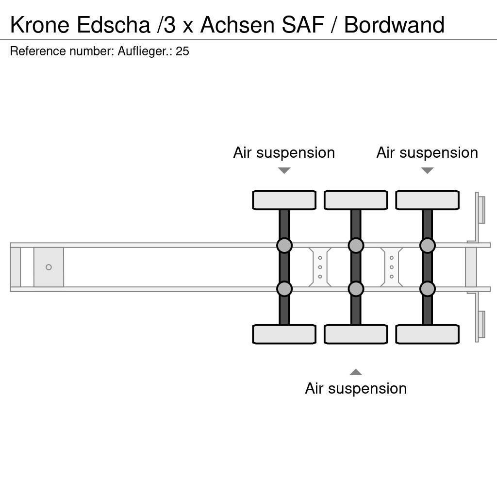Krone Edscha /3 x Achsen SAF / Bordwand Poluprikolice sa ciradom