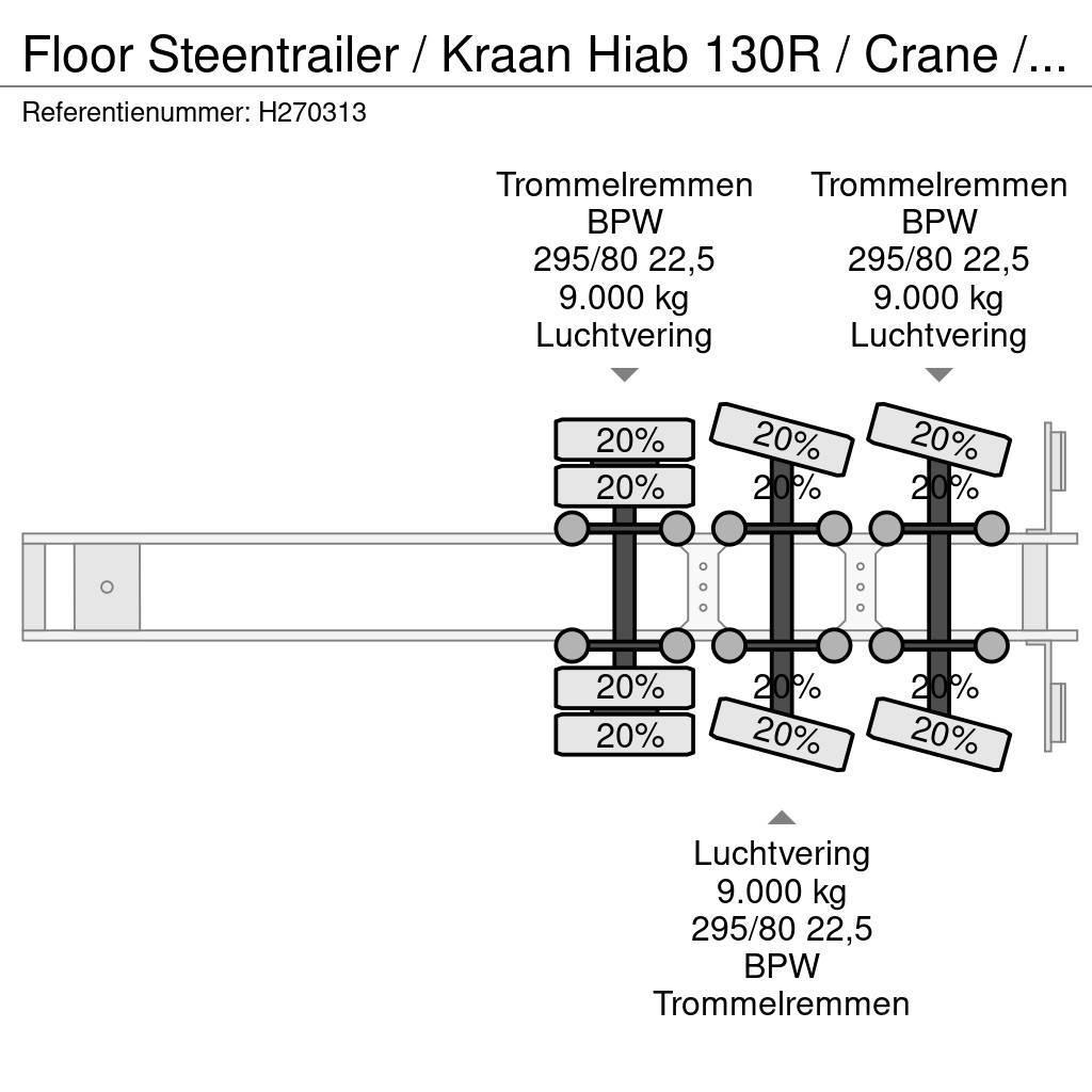Floor Steentrailer / Kraan Hiab 130R / Crane / Grua Poluprikolice sa otvorenim sandukom
