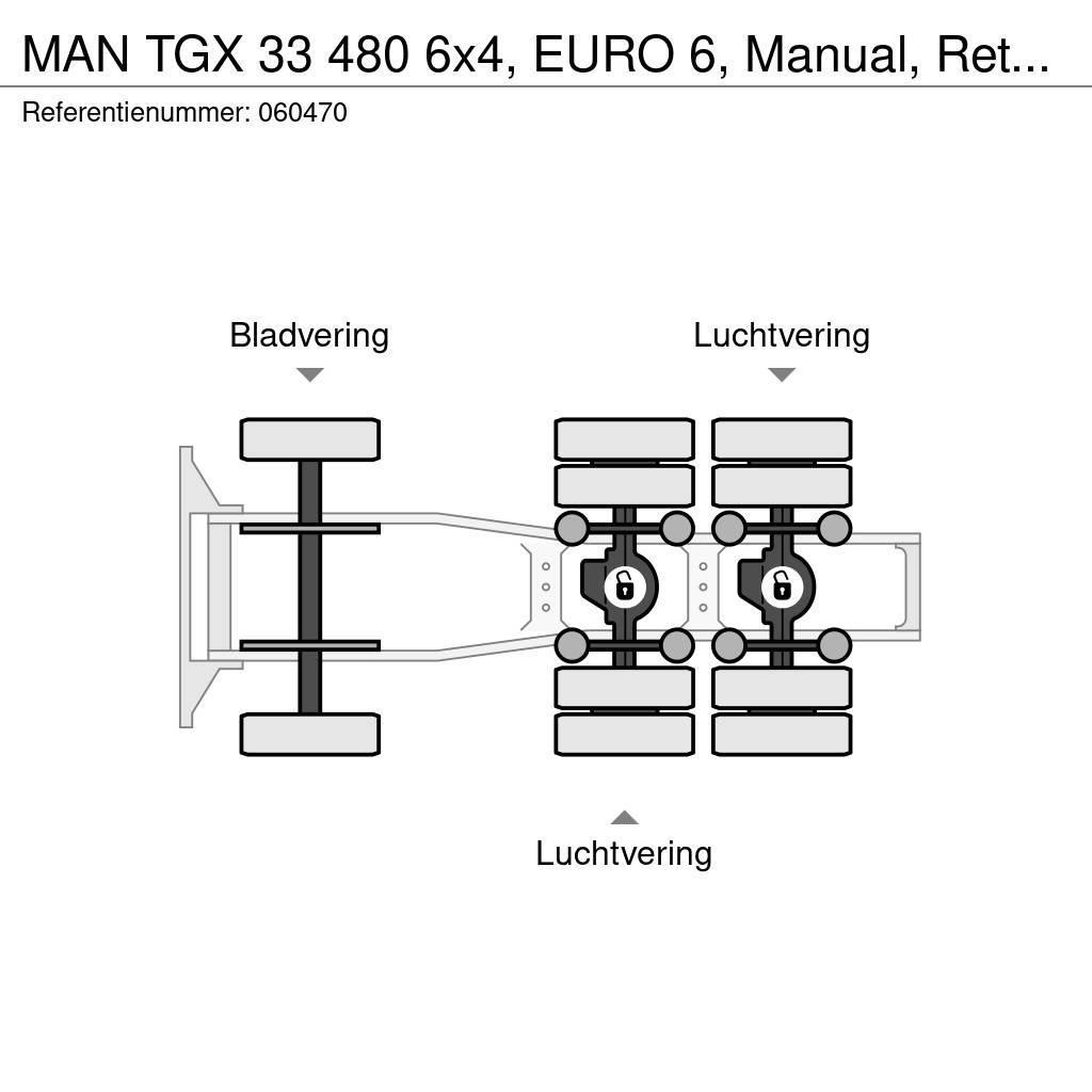 MAN TGX 33 480 6x4, EURO 6, Manual, Retarder Tegljači