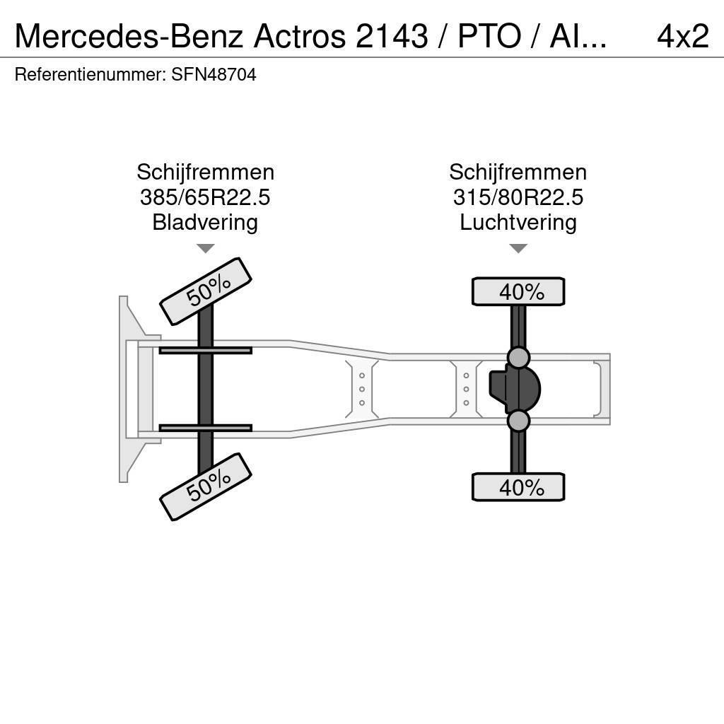 Mercedes-Benz Actros 2143 / PTO / AIRCO/ 10 ton vooras Tegljači