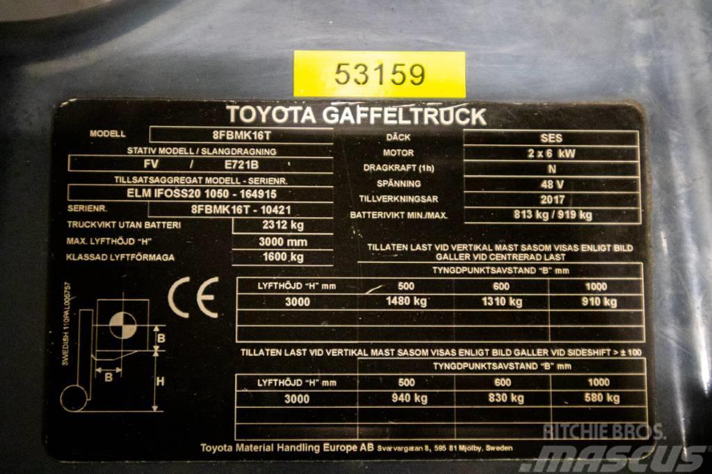 Toyota 8FBMK16T, PRISSÄNKT, motviktstruck m låga timmar Električni viljuškari