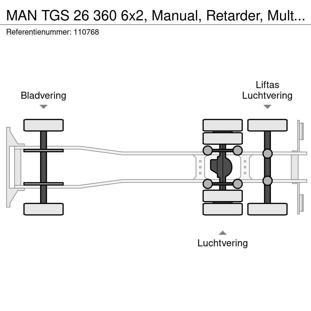 MAN TGS 26 360 6x2, Manual, Retarder, Multilift Rol kiper kamioni sa kukom za podizanje tereta