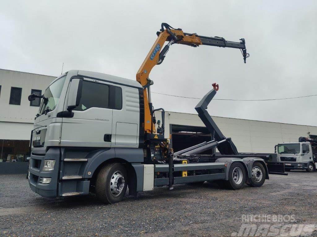 MAN TGX 26.400 Euro5 containersysteem kraan Effer 145 Rol kiper kamioni sa kukom za podizanje tereta