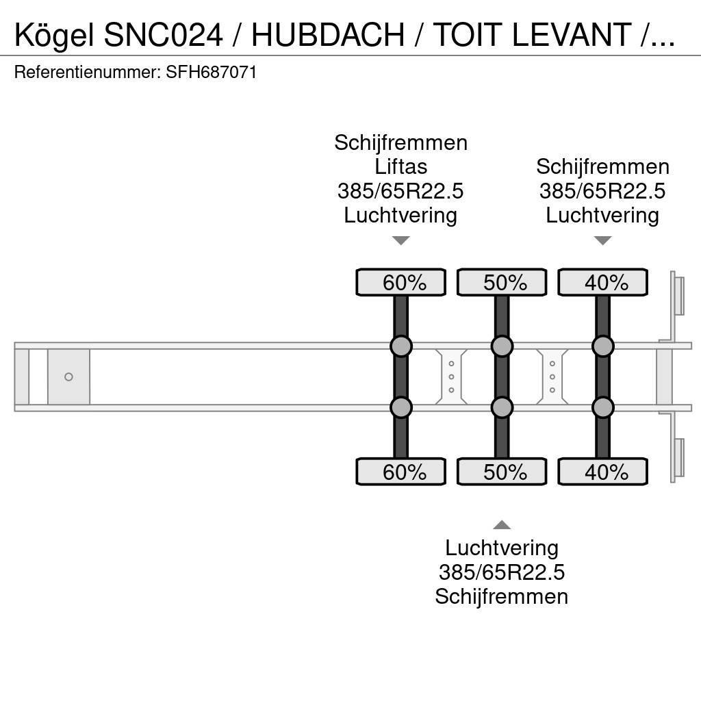 Kögel SNC024 / HUBDACH / TOIT LEVANT / HEFDAK / LIFTAS Poluprikolice sa ciradom