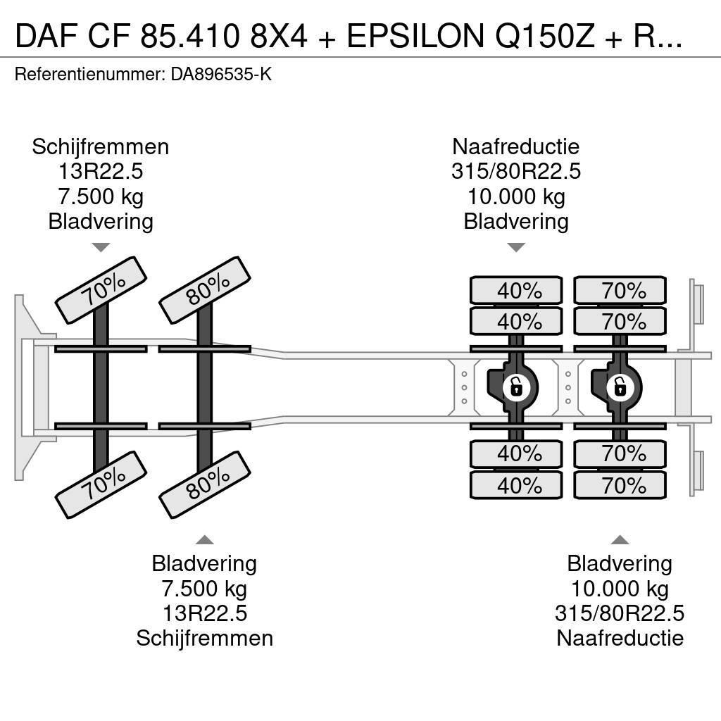 DAF CF 85.410 8X4 + EPSILON Q150Z + REMOTE - FULL STEE Polovne dizalice za sve terene