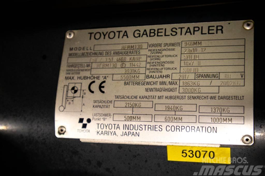 Toyota 8FBMT30, motviktstruck med 5,5 meters lyfthöjd Električni viljuškari