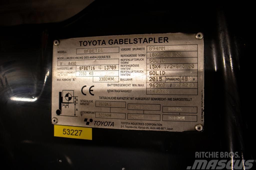 Toyota 8 FB ET 16, smidig 1,6 tons motviktstruck Električni viljuškari