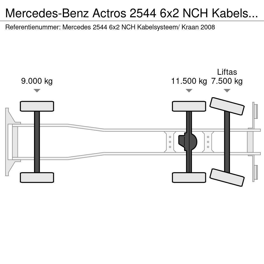 Mercedes-Benz Actros 2544 6x2 NCH Kabelsysteem/ Kraan Rol kiper kamioni sa kukom za podizanje tereta