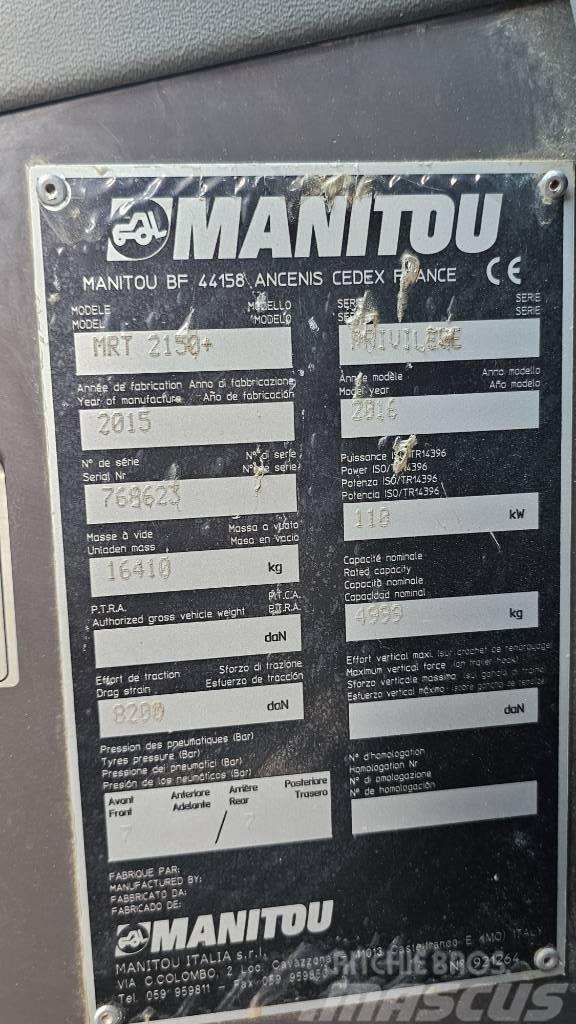 Manitou MRT 2150 Plus Privilege Teleskopski viljuškari