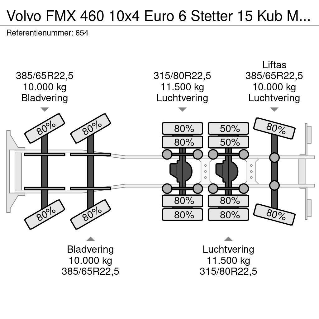 Volvo FMX 460 10x4 Euro 6 Stetter 15 Kub Mixer 9 Pieces Concrete trucks