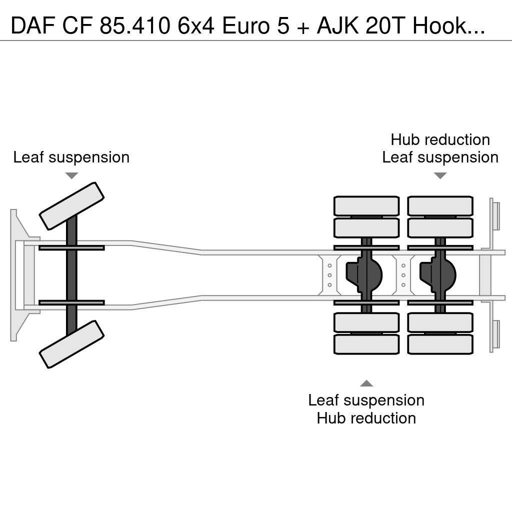 DAF CF 85.410 6x4 Euro 5 + AJK 20T Hooksystem Rol kiper kamioni sa kukom za podizanje tereta