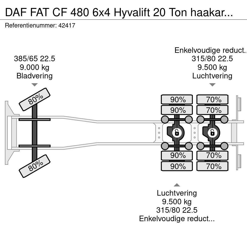 DAF FAT CF 480 6x4 Hyvalift 20 Ton haakarmsysteem Rol kiper kamioni sa kukom za podizanje tereta