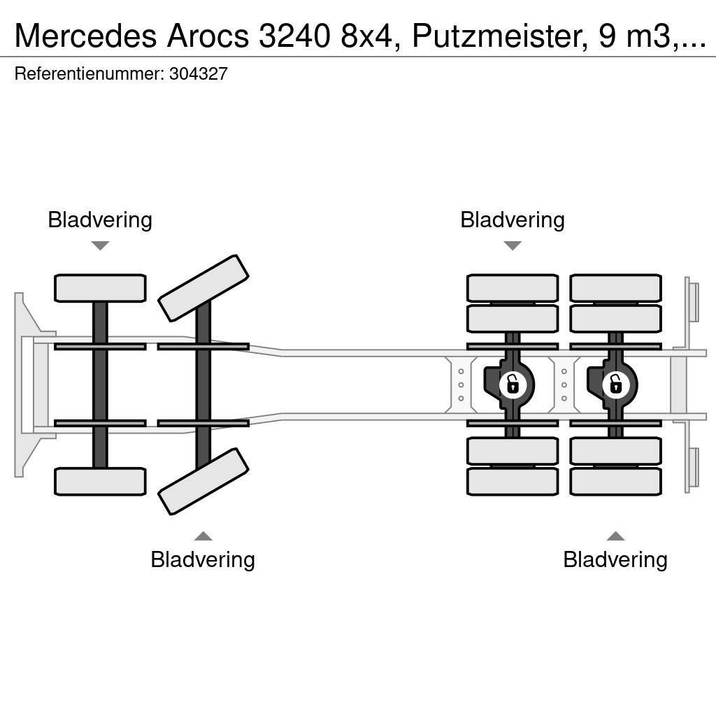 Mercedes-Benz Arocs 3240 8x4, Putzmeister, 9 m3, EURO 6 Kamioni mešalice za beton
