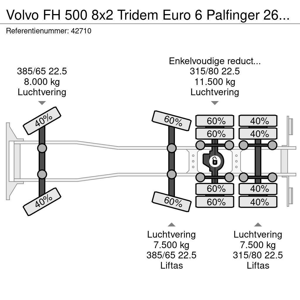 Volvo FH 500 8x2 Tridem Euro 6 Palfinger 26 Ton haakarms Rol kiper kamioni sa kukom za podizanje tereta