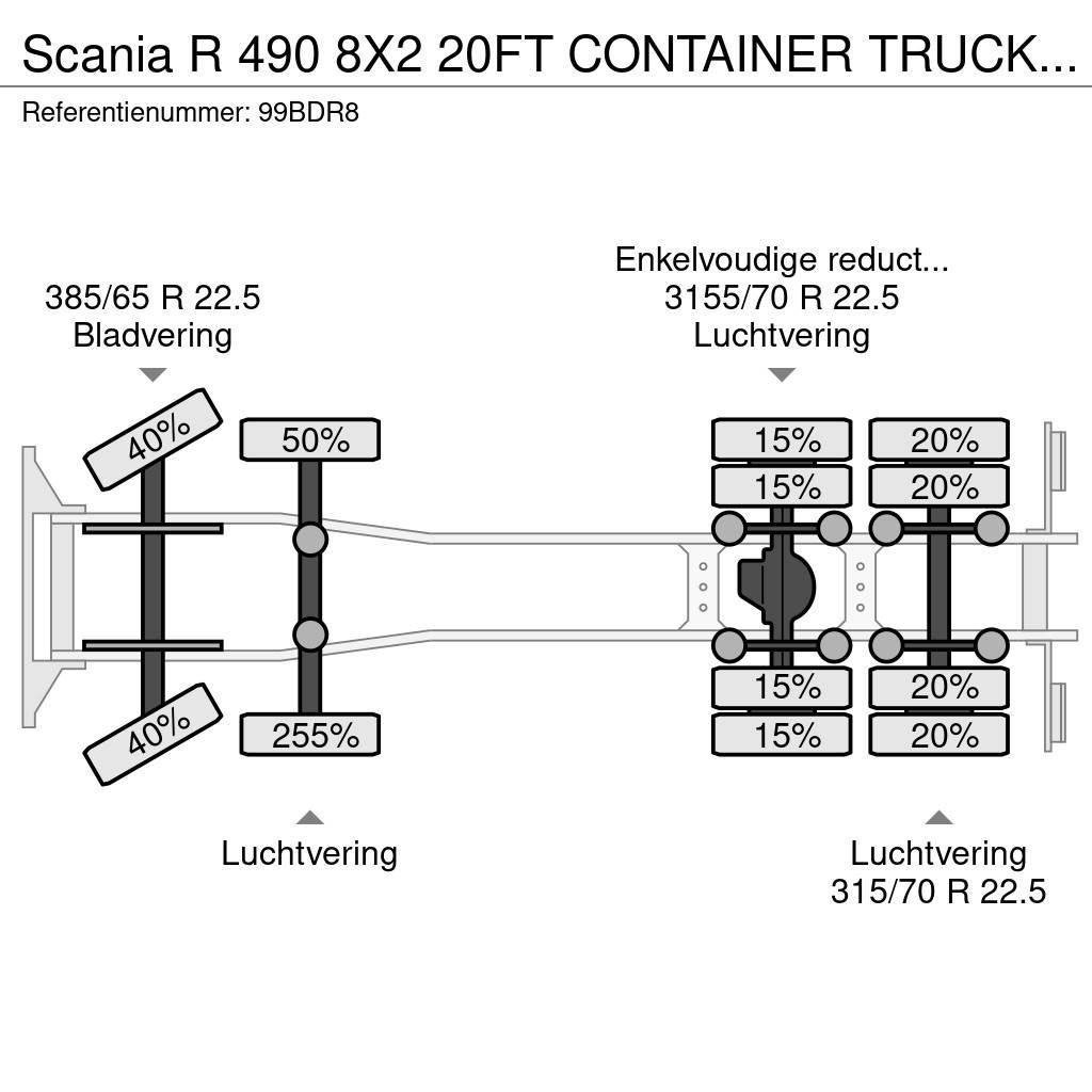 Scania R 490 8X2 20FT CONTAINER TRUCK 804.000KM Kontejnerski kamioni