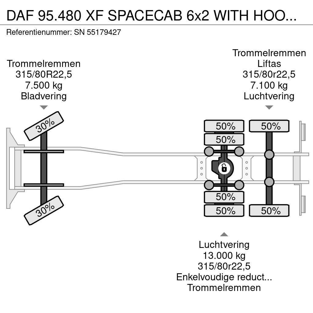 DAF 95.480 XF SPACECAB 6x2 WITH HOOK-ARM SYSTEM (EURO Rol kiper kamioni sa kukom za podizanje tereta