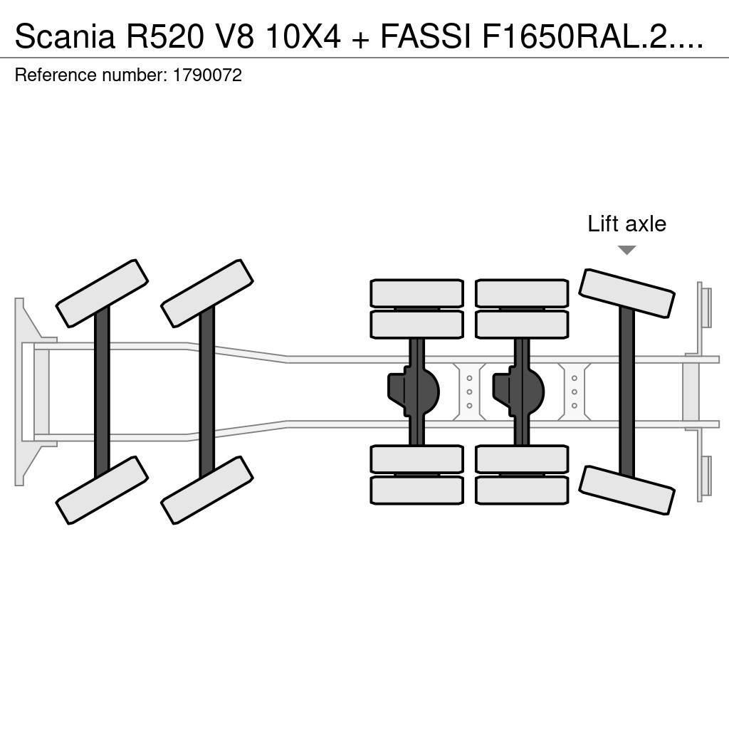 Scania R520 V8 10X4 + FASSI F1650RAL.2.28 + JIB L616L KRA Kamioni sa kranom
