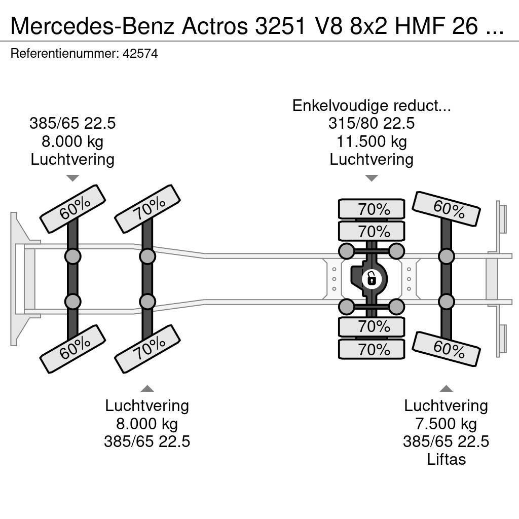 Mercedes-Benz Actros 3251 V8 8x2 HMF 26 Tonmeter laadkraan bouwj Rol kiper kamioni sa kukom za podizanje tereta