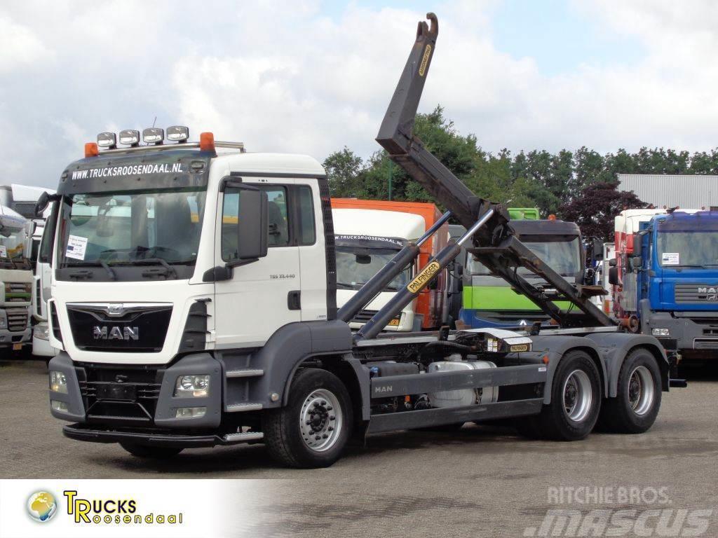 MAN TGS 33.440 + Manual + Hook system + Euro 6 + 6X4 + Rol kiper kamioni sa kukom za podizanje tereta
