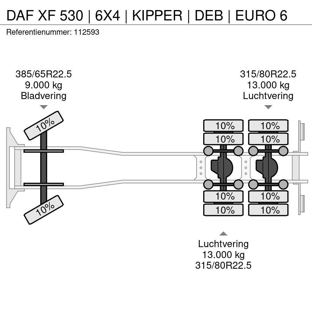 DAF XF 530 | 6X4 | KIPPER | DEB | EURO 6 Kiperi kamioni