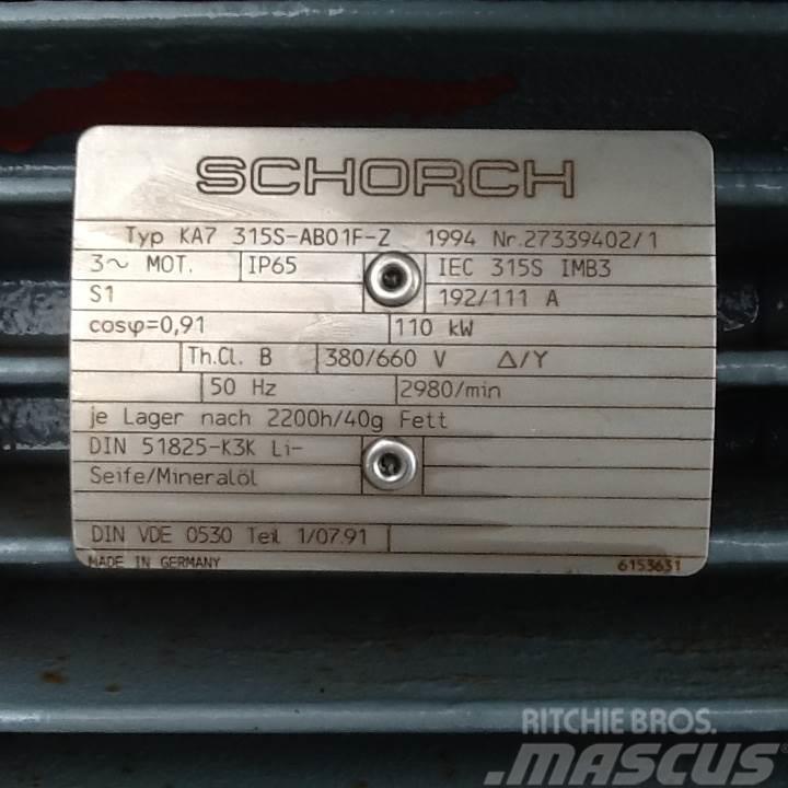  110 kW Schorch Type KA7 315S-ABO 1F-Z E-Motor Motori za građevinarstvo