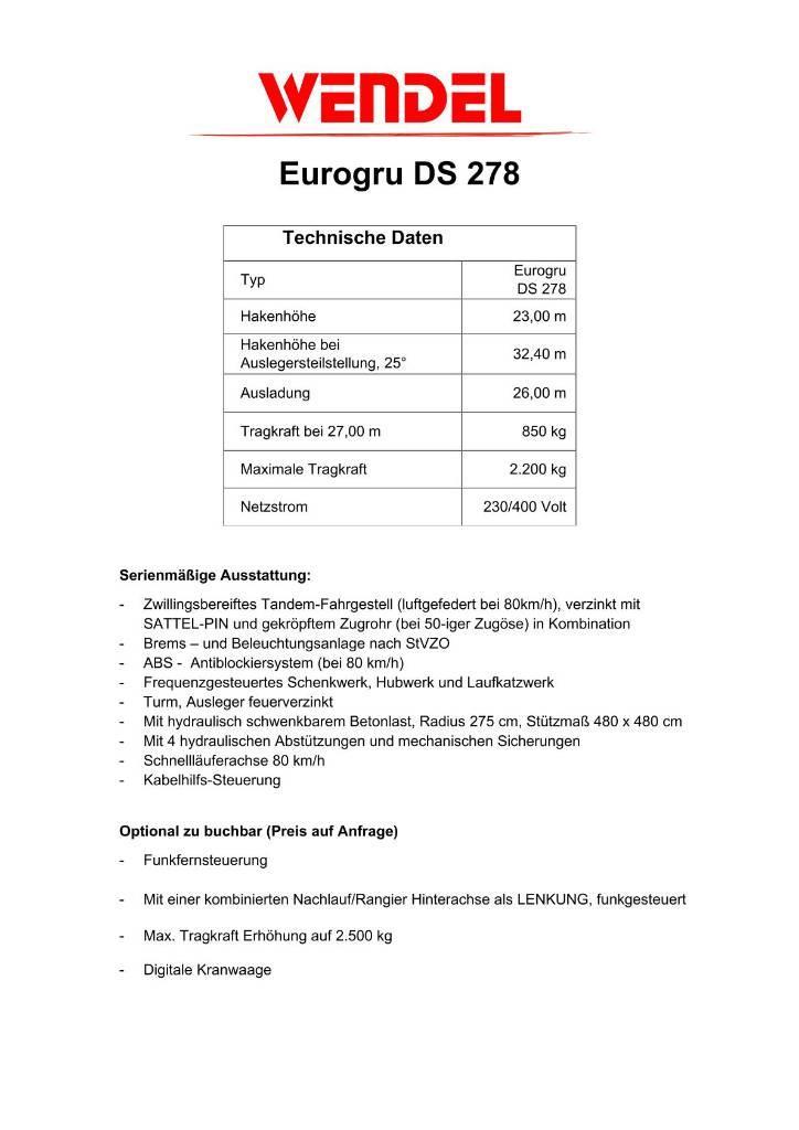 Eurogru DS 278 - Schnellbaukran Prenosni kranovi