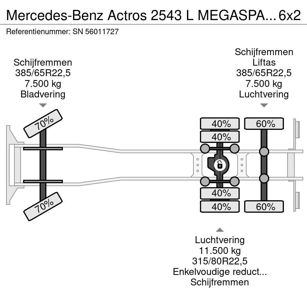 Mercedes-Benz Actros 2543 L MEGASPACE 6x2 MEILLER HOOK-ARM SYSTE Rol kiper kamioni sa kukom za podizanje tereta