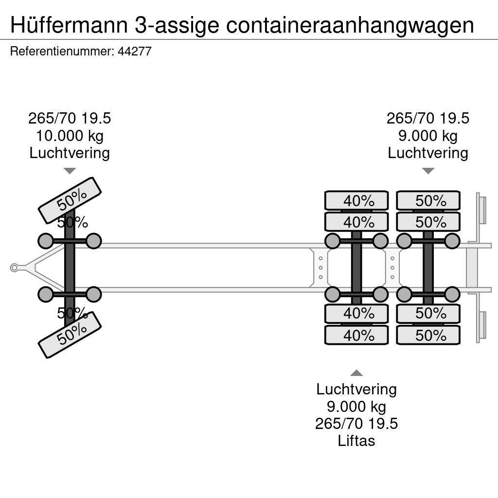 Hüffermann 3-assige containeraanhangwagen Kontejnerske prikolice