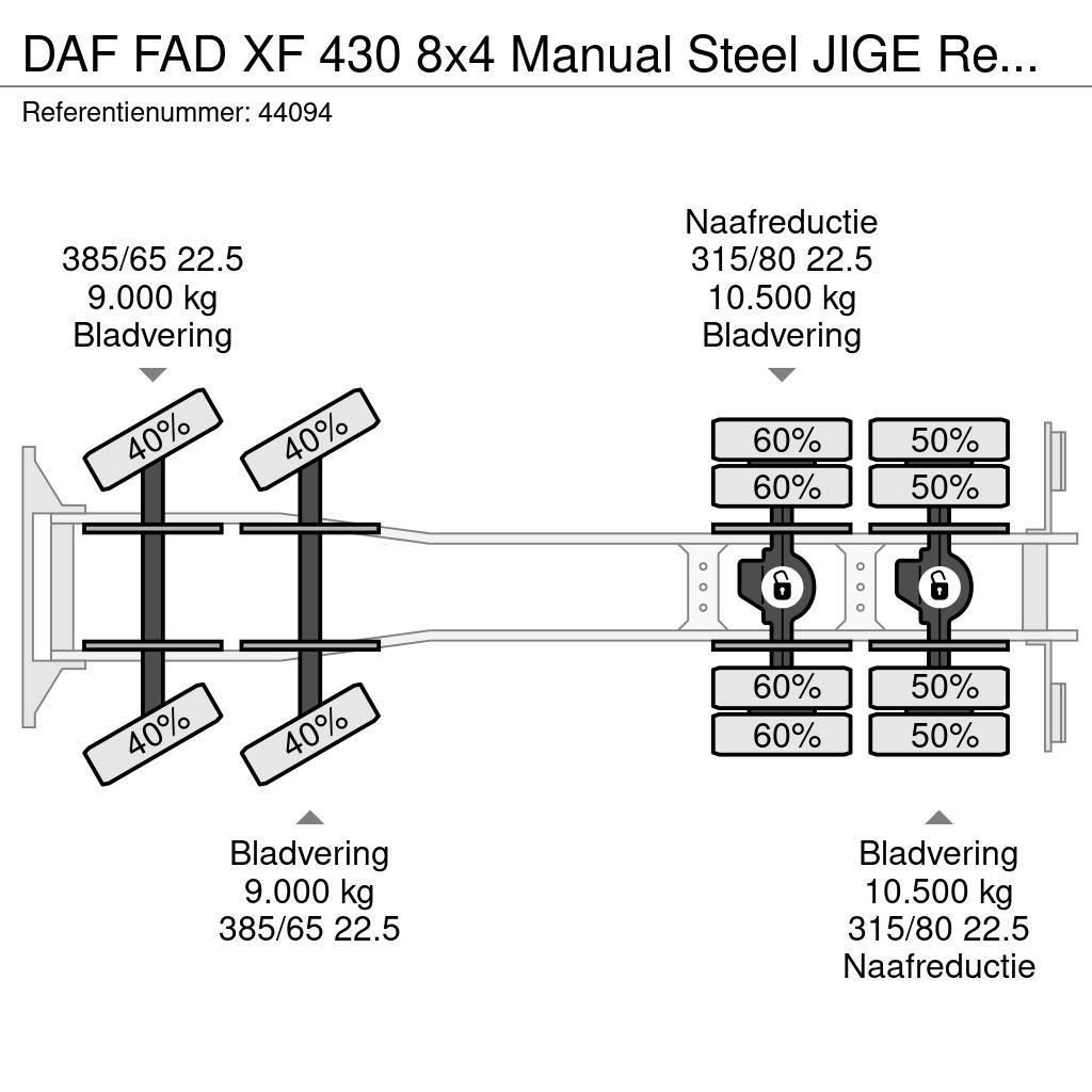 DAF FAD XF 430 8x4 Manual Steel JIGE Recovery truck Šleperi za vozila